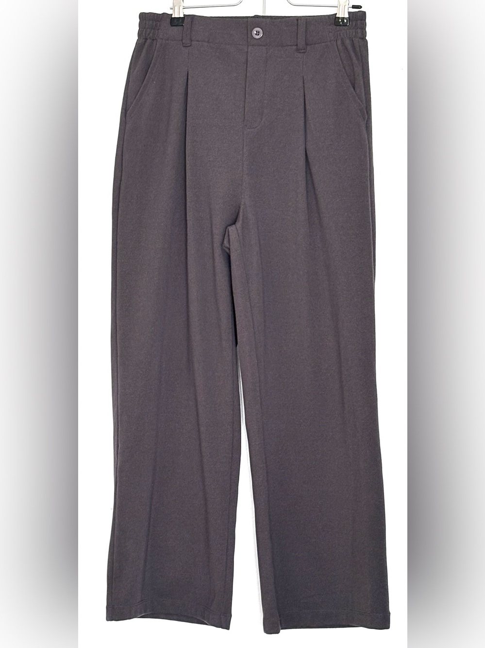 Ewedoos Stretchy Wide Leg Dress Pants Charcoal Size Medium Petite - Picture 3 of 6